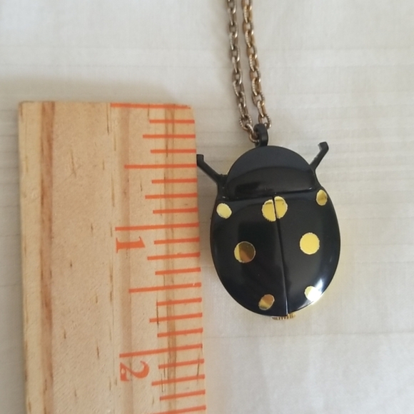 Rare Vintage Hamlin Black Gold Ladybug Necklace Watch Wind Up - Picture 5 of 6